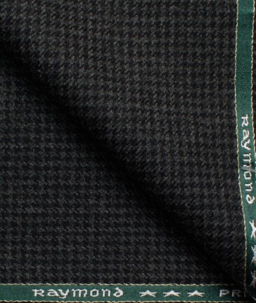 Raymond Men's 100% Merino Wool Houndstooth  2.20 Meter Unstitched Tweed Jacketing & Blazer Fabric (Blackish Grey)