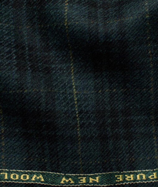 Raymond Men's 100% Merino Wool Checks  2.20 Meter Unstitched Tweed Jacketing & Blazer Fabric (Pine Green)