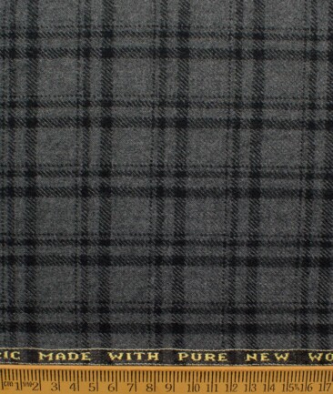 Raymond Men's 100% Merino Wool Checks  2.20 Meter Unstitched Tweed Jacketing & Blazer Fabric (Grey)