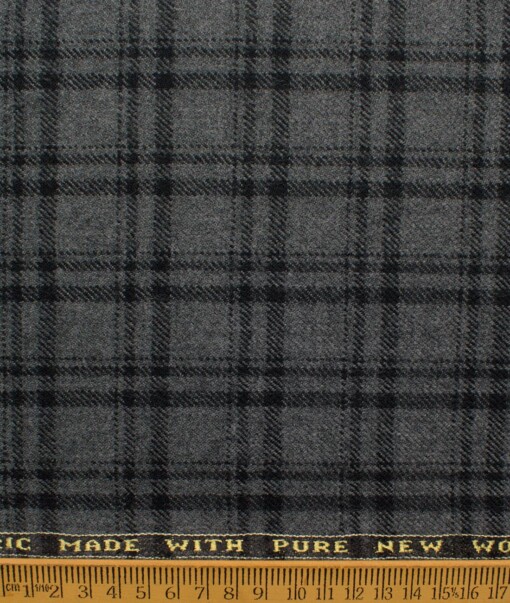 Raymond Men's 100% Merino Wool Checks  2.20 Meter Unstitched Tweed Jacketing & Blazer Fabric (Grey)