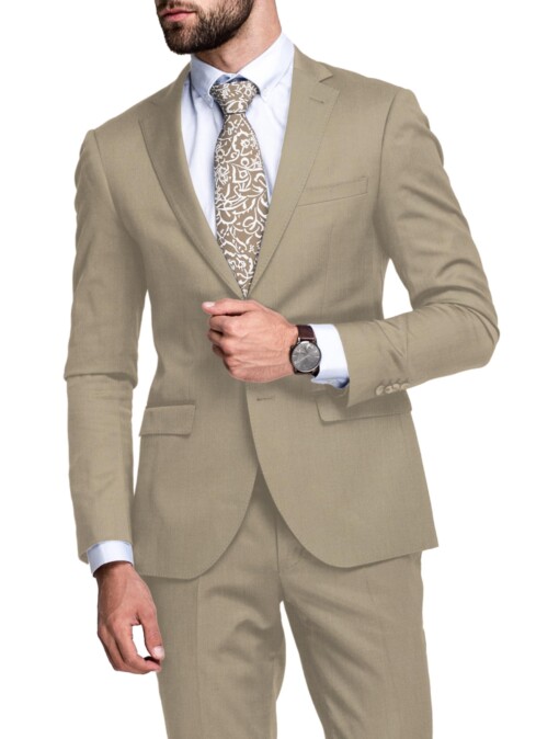Raymond Men's 20% Wool  Solids  Unstitched Suiting Fabric (Beige)