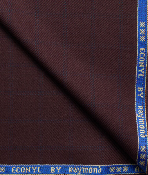 Raymond Men's 20% Wool  Checks  Unstitched Suiting Fabric (Dark Wine)