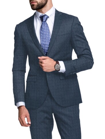 Raymond Men's 18% Wool  Checks  Unstitched Suiting Fabric (Dark Blue)