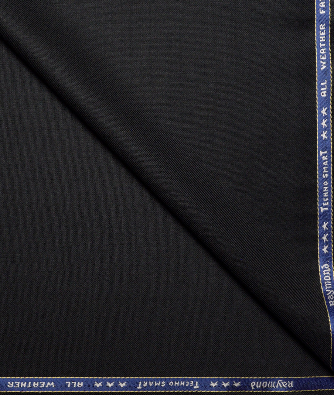 LSRAYWOOLTR180BKSOLIDFN35OCT Raymond Techno Smart Men's 35% Wool Solids Unstitched Suiting Fabric (Black) - Image 1
