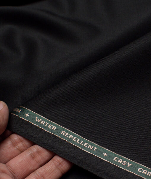 Raymond Techno Stretch Men's 51% Wool  Solids  Unstitched Stretchable Suiting Fabric (Black) - Image 2