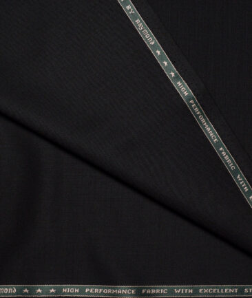 Raymond Techno Stretch Men's 51% Wool  Solids  Unstitched Stretchable Suiting Fabric (Black) - Image 3