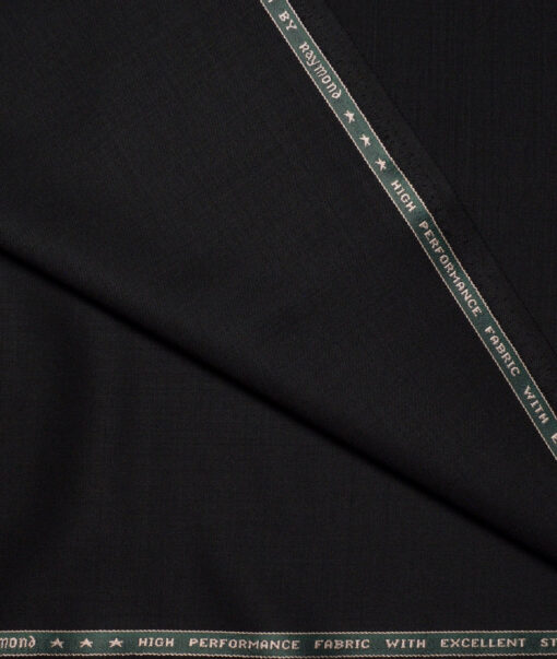 Raymond Techno Stretch Men's 51% Wool  Solids  Unstitched Stretchable Suiting Fabric (Black) - Image 3