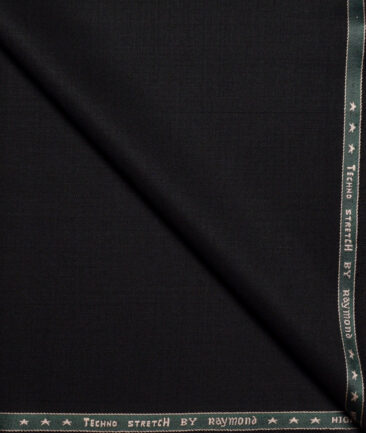 Raymond Techno Stretch Men's 51% Wool  Solids  Unstitched Stretchable Suiting Fabric (Black)
