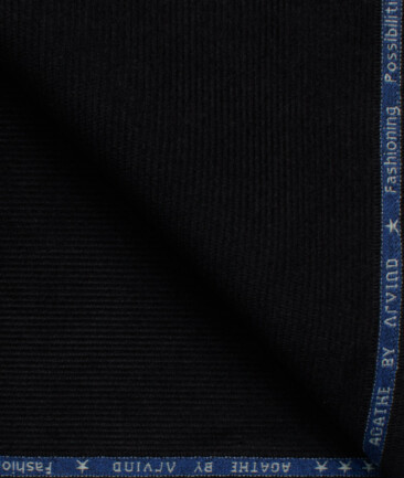Arvind Men's Cotton Corduroy  Unstitched Stretchable Trouser Fabric (Black)