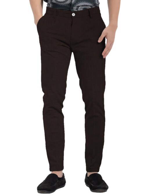 Arvind Men's Cotton Structured  Unstitched Stretchable Trouser Fabric (Dark Brown)
