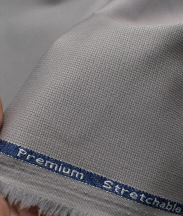 Arvind Men's Cotton Structured  Unstitched Stretchable Trouser Fabric (Light Grey)