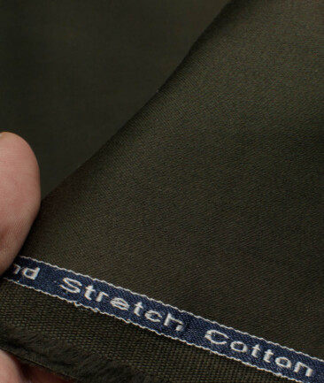 Arvind Tresca Men's Cotton Solids  Unstitched Stretchable Trouser Fabric (Dark Green)