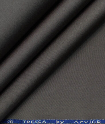 Arvind Tresca Men's Cotton Solids  Unstitched Stretchable Trouser Fabric (Dark Grey)