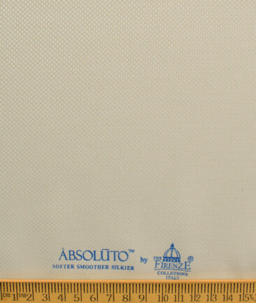 Absoluto Men's Terry Rayon  Structured  Unstitched Suiting Fabric (Cream)