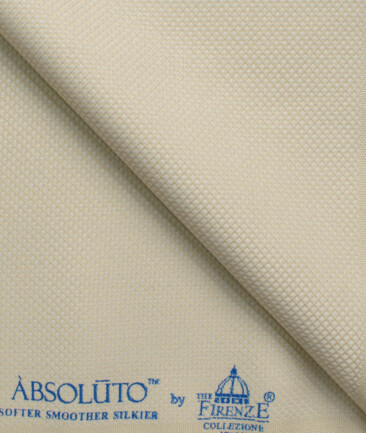 Absoluto Men's Terry Rayon  Structured  Unstitched Suiting Fabric (Cream)