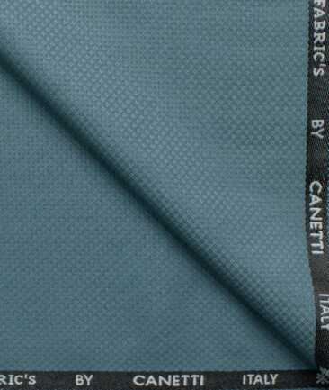 Canetti Men's Terry Rayon  Structured  Unstitched Suiting Fabric (Teal Blue)