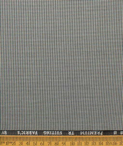 Canetti Men's Terry Rayon  Houndstooth  Unstitched Suiting Fabric (White & Black)
