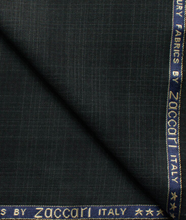 Zaccari Men's Terry Rayon  Checks  Unstitched Suiting Fabric (Dark Grey)