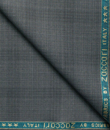 Zaccari Men's Terry Rayon  Checks  Unstitched Suiting Fabric (Grey)