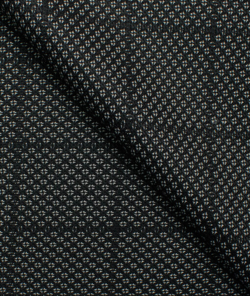Italian Channel Men's Terry Rayon  Checks  Unstitched Suiting Fabric (Black)