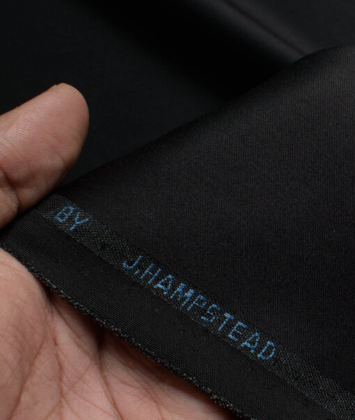 J.Hampstead Men's Terry Rayon  Solids  Unstitched Suiting Fabric (Jet Black)