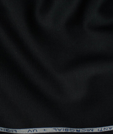 Raymond Men's Cotton Solids  Unstitched Stretchable Trouser Fabric (Black)