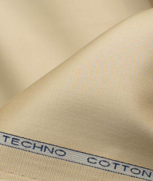 Raymond Men's Cotton Solids  Unstitched Stretchable Trouser Fabric (Cream)