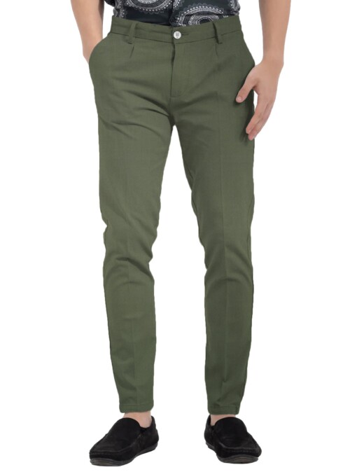 Raymond Men's Cotton Solids  Unstitched Stretchable Trouser Fabric (Olive Green)