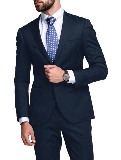 Raymond Men's Terry Rayon  Checks  Unstitched Suiting Fabric (Dark Blue)