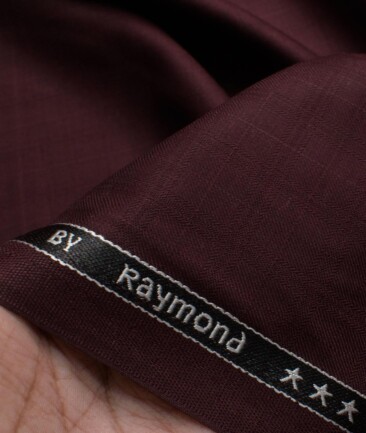 Raymond Men's Terry Rayon  Checks  Unstitched Suiting Fabric (Wine)