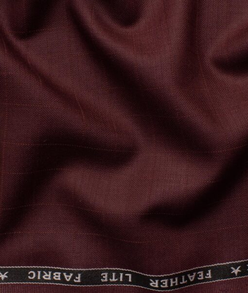 Raymond Men's Terry Rayon  Checks  Unstitched Suiting Fabric (Wine)