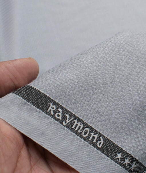 Raymond Men's Terry Rayon  Structured  Unstitched Suiting Fabric (Light Silver Grey)