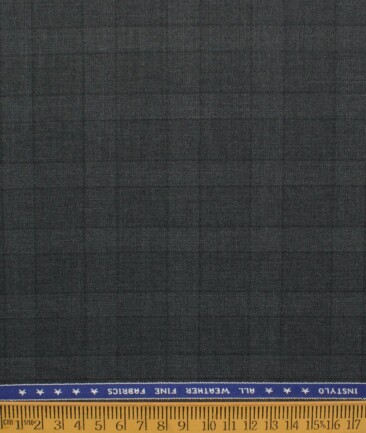 Raymond Men's Polyester Viscose  Checks  Unstitched Suiting Fabric (Grey)