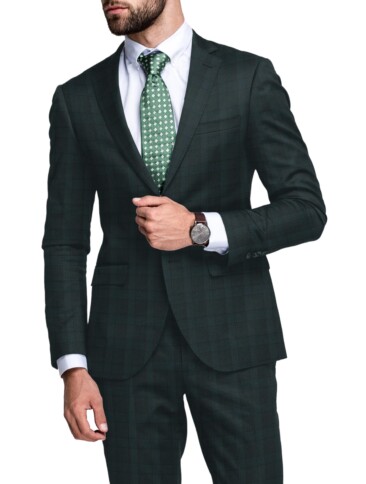 Raymond Men's Polyester Viscose  Checks  Unstitched Suiting Fabric (Dark Pine Green)