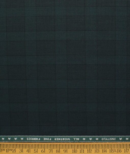 Raymond Men's Polyester Viscose  Checks  Unstitched Suiting Fabric (Dark Pine Green)