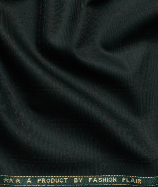 Zaccari Men's Terry Rayon  Checks  Unstitched Suiting Fabric (Dark Green)
