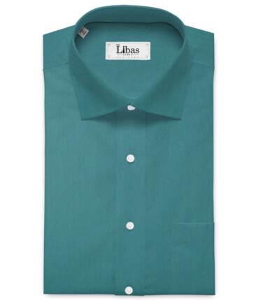 Burgoyne Men's Giza Cotton Solids  Unstitched Shirting Fabric (Teal Green)
