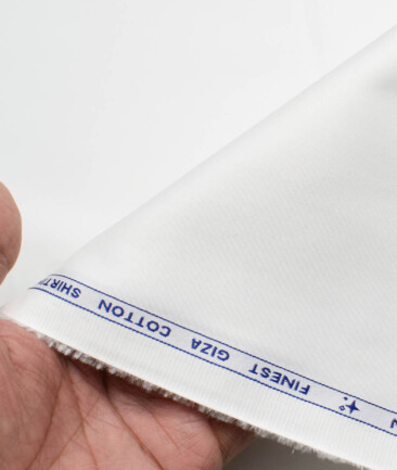 Burgoyne Men's Giza Cotton Solids  Unstitched Shirting Fabric (White)