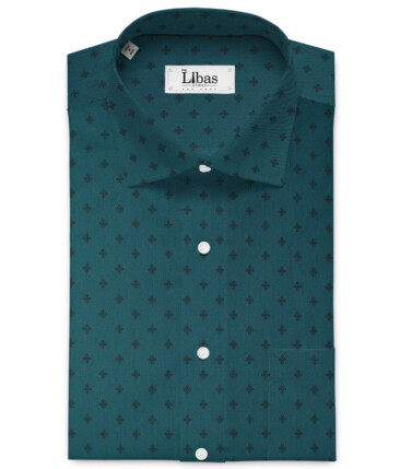 Cadini Men's Premium Cotton Printed  Unstitched Shirting Fabric (Dark Sea Green)