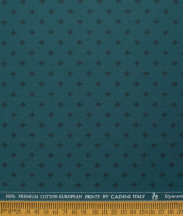 Cadini Men's Premium Cotton Printed  Unstitched Shirting Fabric (Dark Sea Green)
