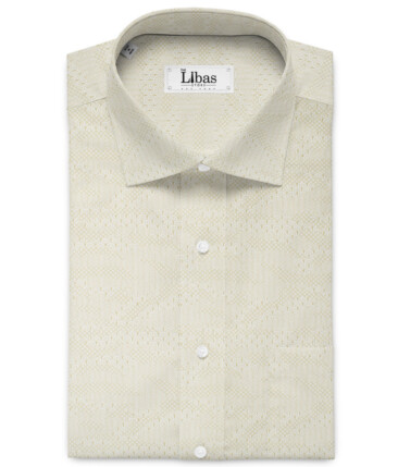 Cadini Men's Premium Cotton Printed  Unstitched Shirting Fabric (White & Beige)