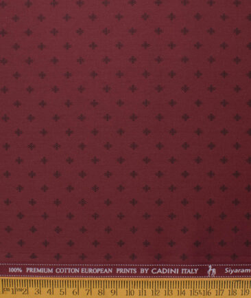 Cadini Men's Premium Cotton Printed  Unstitched Shirting Fabric (Wine)