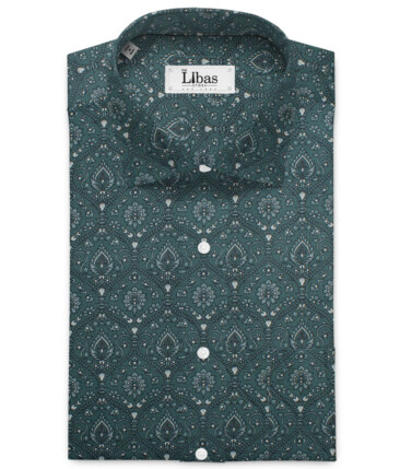 Canetti Men's Superfine Cotton Printed  Unstitched Shirting Fabric (Sea Green)