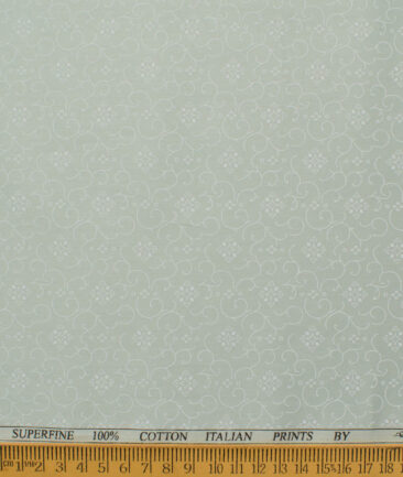 Canetti Men's Premium Cotton Printed  Unstitched Shirting Fabric (Light Green)