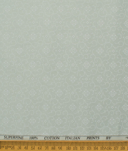 Canetti Men's Premium Cotton Printed  Unstitched Shirting Fabric (Light Green)