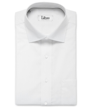Luthai Men's 120/2 Supima Cotton Solids  Unstitched Shirting Fabric (White)