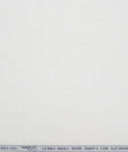 Luthai 2/140's Supima Cotton Solids  Unstitched Shirt or Kurta Pajama Fabric (White) - Image 4