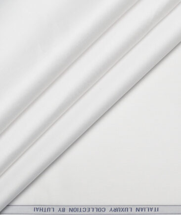 Luthai 2/140's Supima Cotton Solids  Unstitched Shirt or Kurta Pajama Fabric (White)