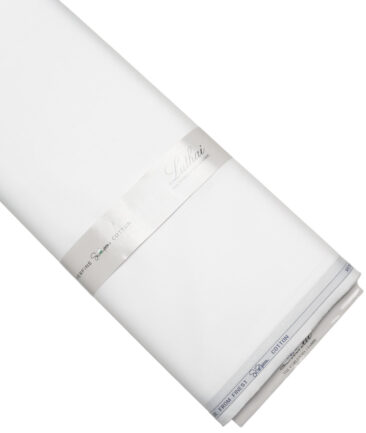 Luthai 2/140's Supima Cotton Solids  Unstitched Shirt or Kurta Pajama Fabric (White) - Image 5