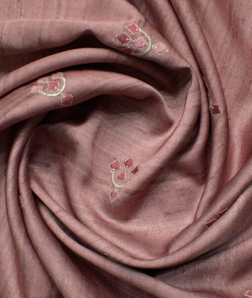 Nemesis Men's Terry Rayon Embroidered  Unstitched Ethnic Kurta Fabric (Rose Gold)